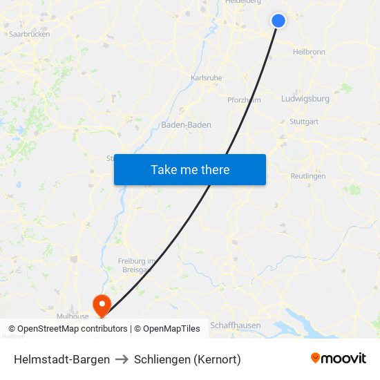 Helmstadt-Bargen to Schliengen (Kernort) map