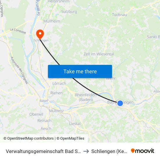 Verwaltungsgemeinschaft Bad Säckingen to Schliengen (Kernort) map