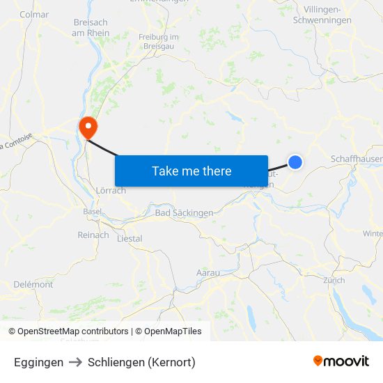 Eggingen to Schliengen (Kernort) map