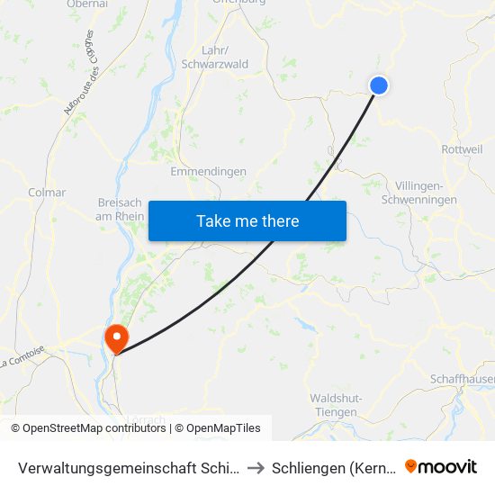 Verwaltungsgemeinschaft Schiltach to Schliengen (Kernort) map