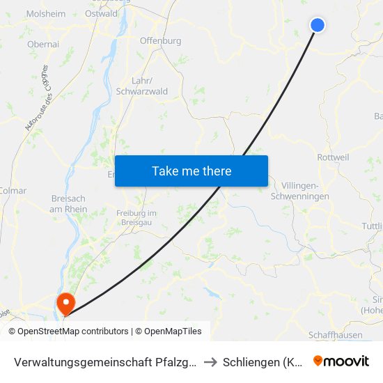 Verwaltungsgemeinschaft Pfalzgrafenweiler to Schliengen (Kernort) map