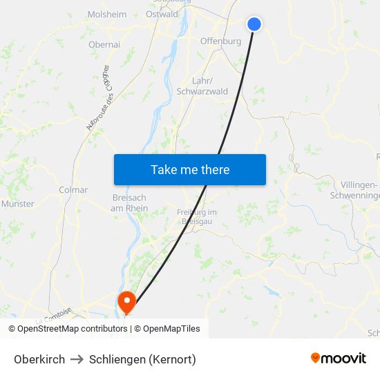 Oberkirch to Schliengen (Kernort) map