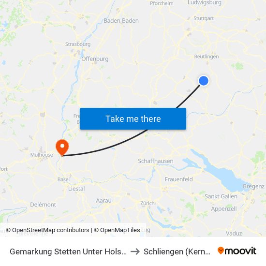 Gemarkung Stetten Unter Holstein to Schliengen (Kernort) map