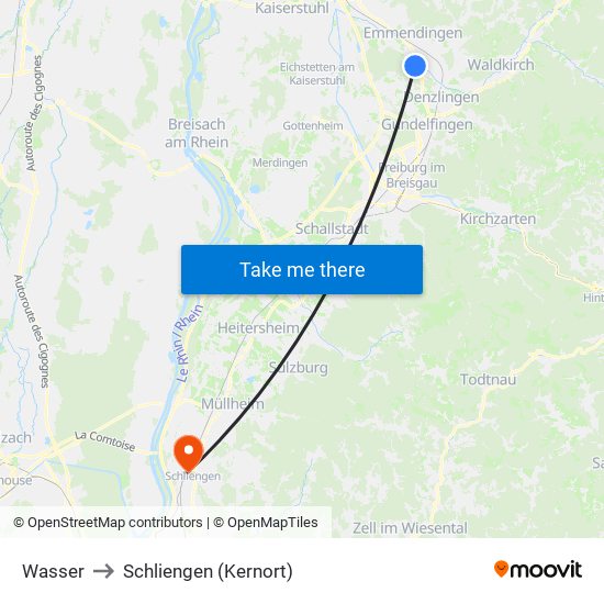 Wasser to Schliengen (Kernort) map