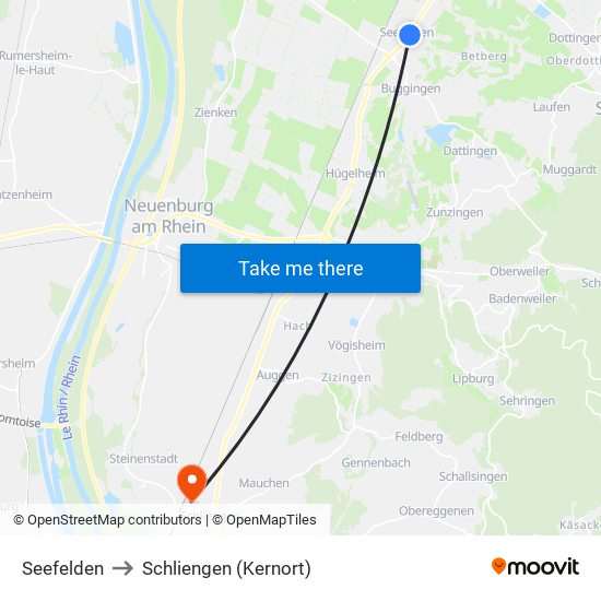 Seefelden to Schliengen (Kernort) map