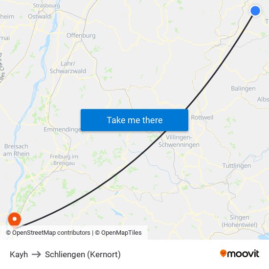 Kayh to Schliengen (Kernort) map