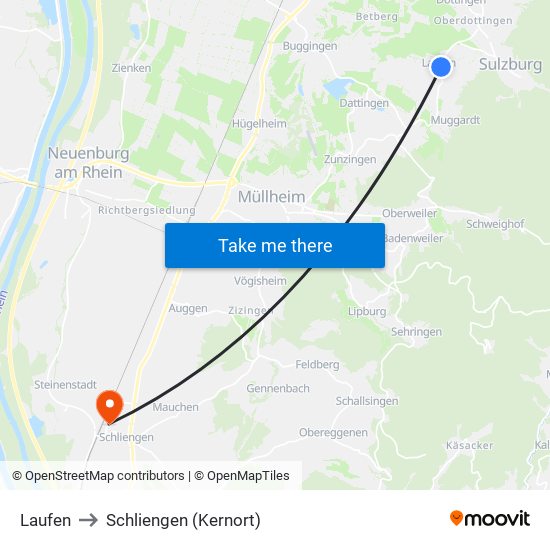 Laufen to Schliengen (Kernort) map