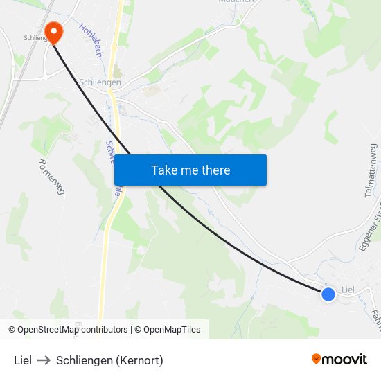 Liel to Schliengen (Kernort) map