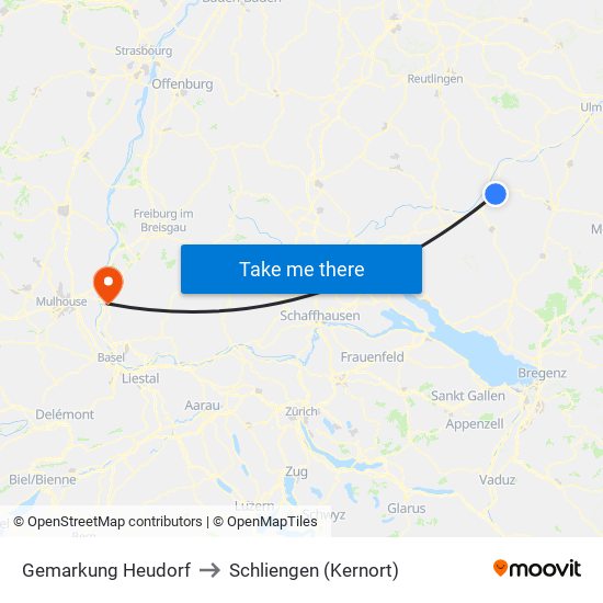 Gemarkung Heudorf to Schliengen (Kernort) map