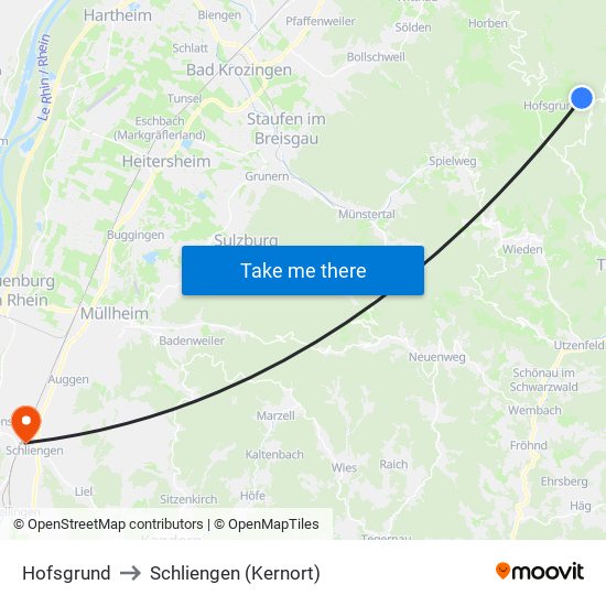 Hofsgrund to Schliengen (Kernort) map