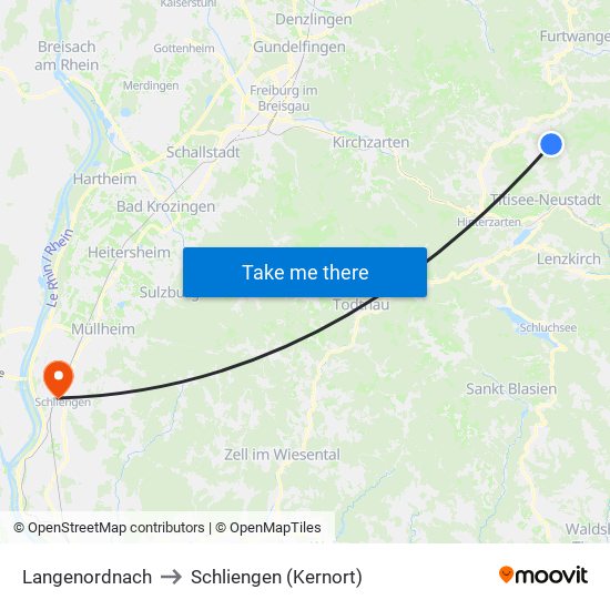 Langenordnach to Schliengen (Kernort) map