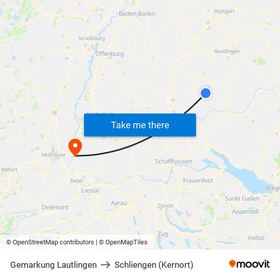 Gemarkung Lautlingen to Schliengen (Kernort) map