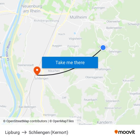 Lipburg to Schliengen (Kernort) map