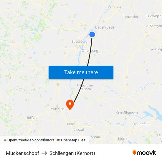 Muckenschopf to Schliengen (Kernort) map