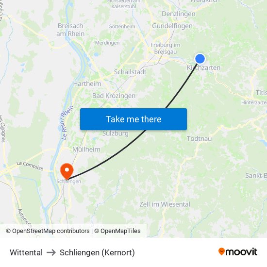 Wittental to Schliengen (Kernort) map