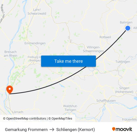 Gemarkung Frommern to Schliengen (Kernort) map