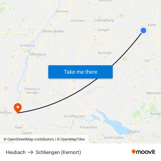 Heubach to Schliengen (Kernort) map