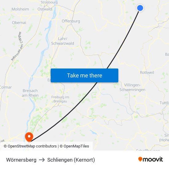 Wörnersberg to Schliengen (Kernort) map