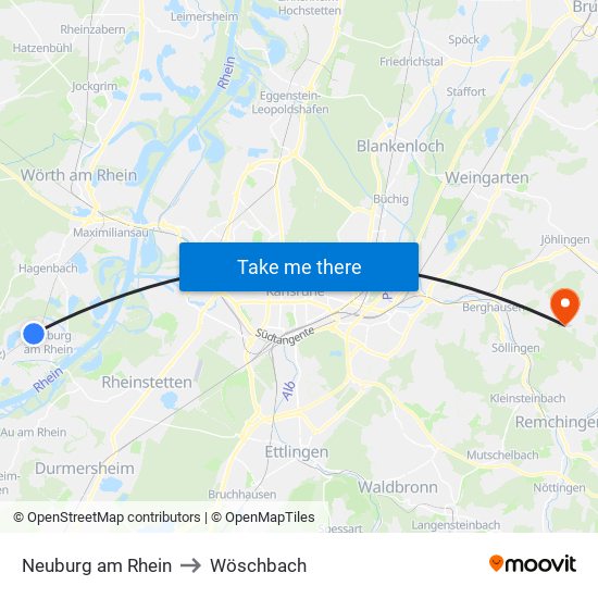 Neuburg am Rhein to Wöschbach map