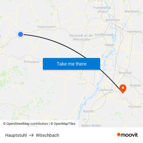 Hauptstuhl to Wöschbach map