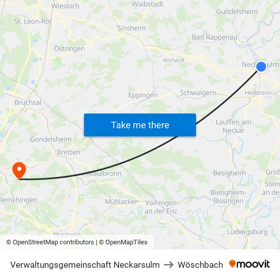 Verwaltungsgemeinschaft Neckarsulm to Wöschbach map