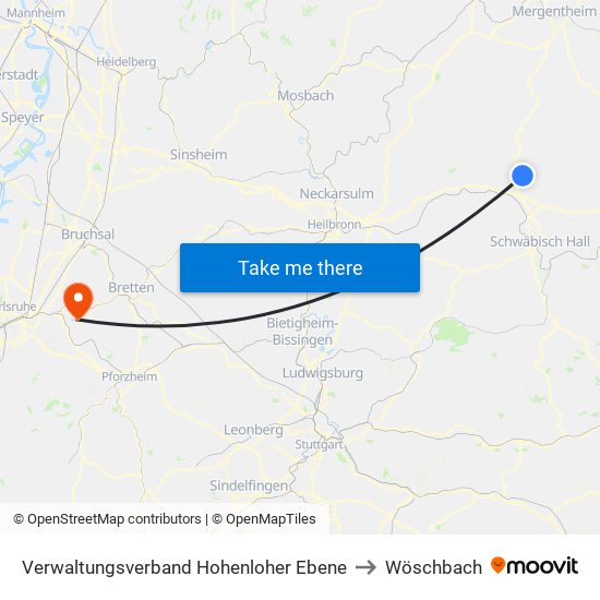 Verwaltungsverband Hohenloher Ebene to Wöschbach map