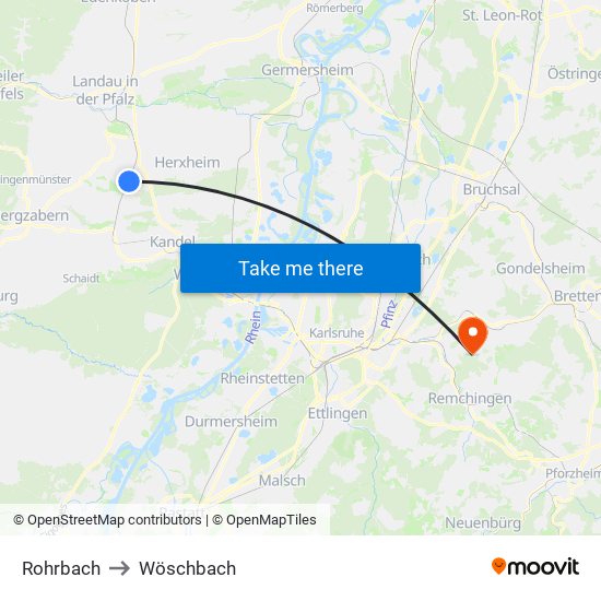 Rohrbach to Wöschbach map