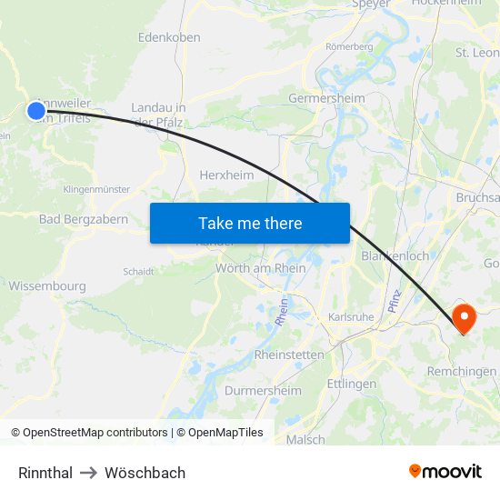 Rinnthal to Wöschbach map