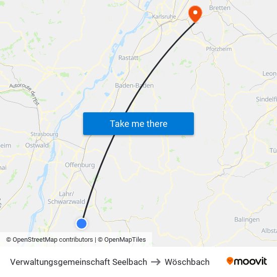 Verwaltungsgemeinschaft Seelbach to Wöschbach map