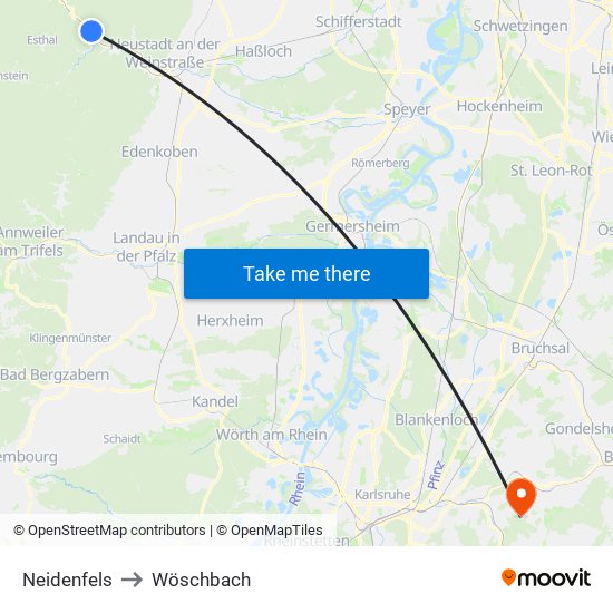 Neidenfels to Wöschbach map