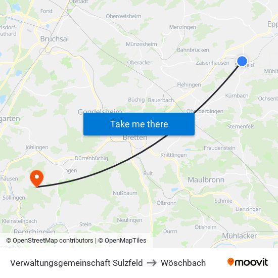 Verwaltungsgemeinschaft Sulzfeld to Wöschbach map