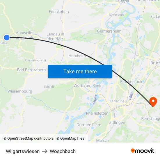 Wilgartswiesen to Wöschbach map