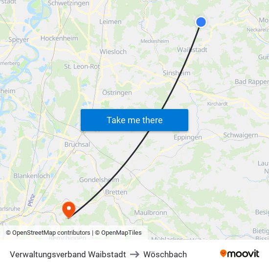 Verwaltungsverband Waibstadt to Wöschbach map