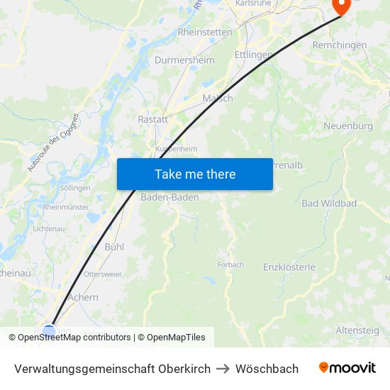 Verwaltungsgemeinschaft Oberkirch to Wöschbach map