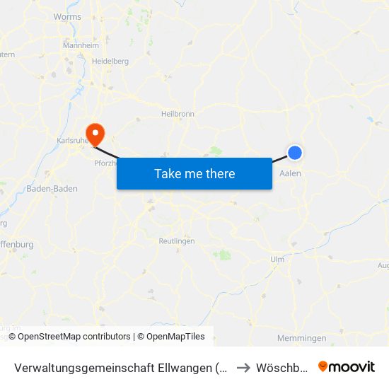 Verwaltungsgemeinschaft Ellwangen (Jagst) to Wöschbach map