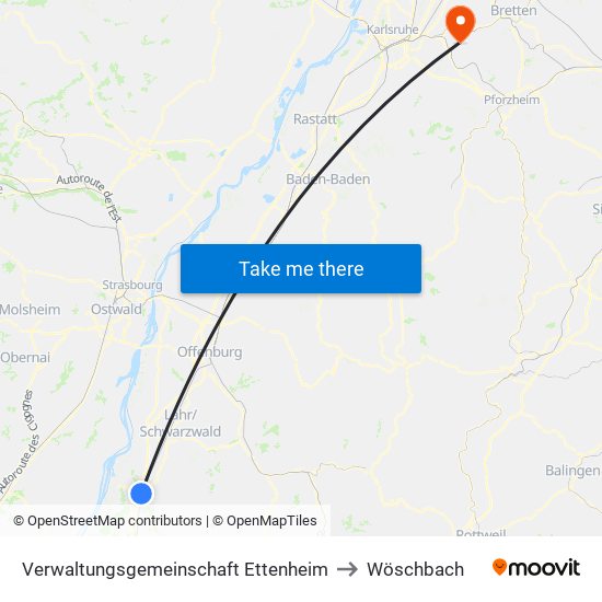 Verwaltungsgemeinschaft Ettenheim to Wöschbach map