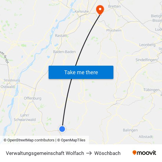 Verwaltungsgemeinschaft Wolfach to Wöschbach map