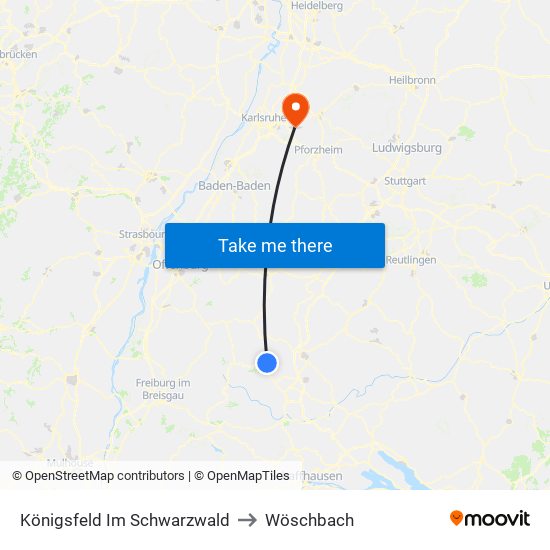 Königsfeld Im Schwarzwald to Wöschbach map