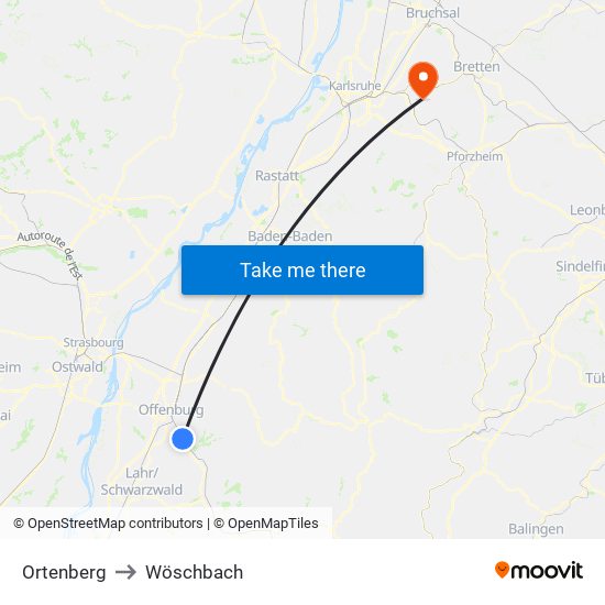 Ortenberg to Wöschbach map