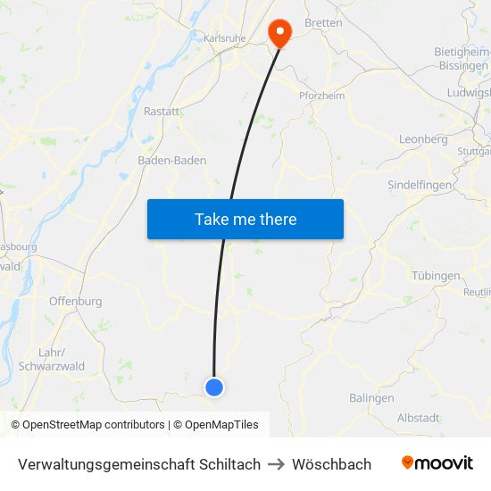 Verwaltungsgemeinschaft Schiltach to Wöschbach map