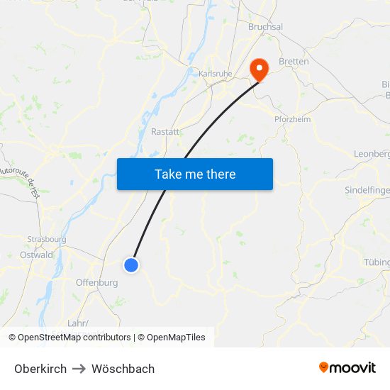 Oberkirch to Wöschbach map