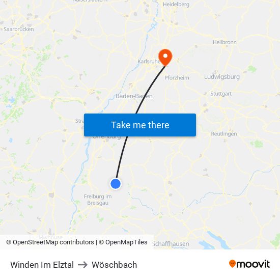 Winden Im Elztal to Wöschbach map