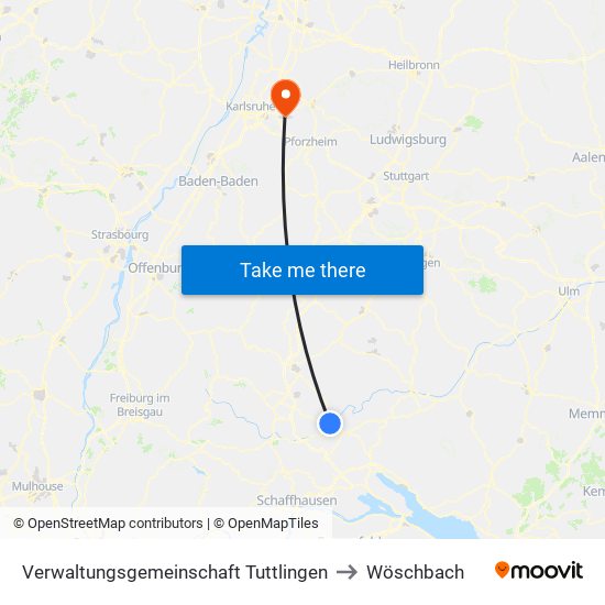 Verwaltungsgemeinschaft Tuttlingen to Wöschbach map