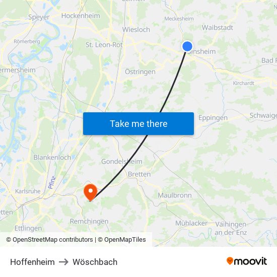 Hoffenheim to Wöschbach map