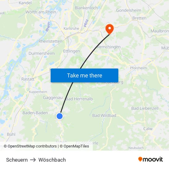 Scheuern to Wöschbach map