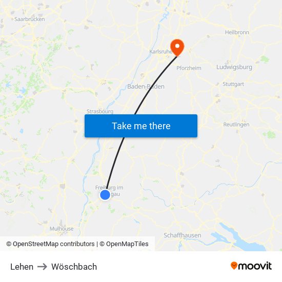 Lehen to Wöschbach map
