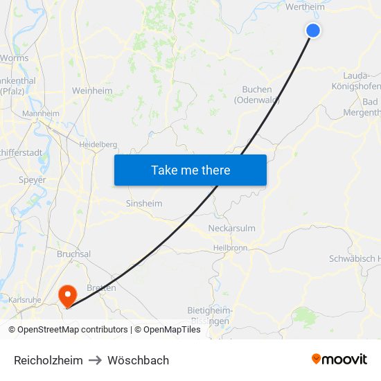 Reicholzheim to Wöschbach map
