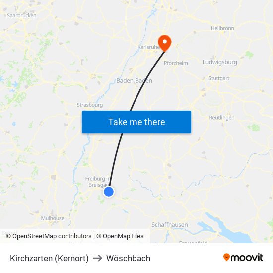 Kirchzarten (Kernort) to Wöschbach map