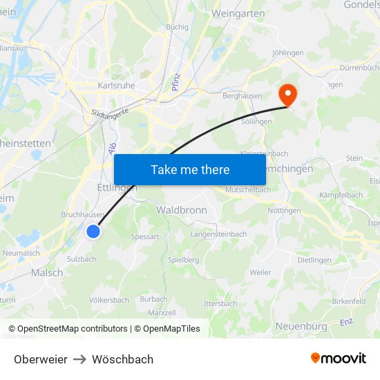 Oberweier to Wöschbach map