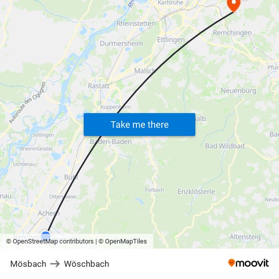 Mösbach to Wöschbach map